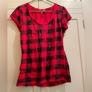 Love Lola red and black check t shirt
